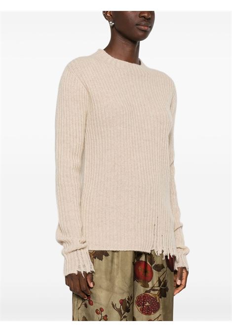 maglia a coste donna beige chiaro UMA WANG | UK7150UW200